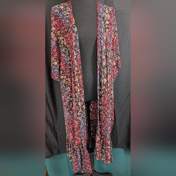 American Eagle Outfitters Pink and Orange Kimono Cardigan - Picture 1 of 8